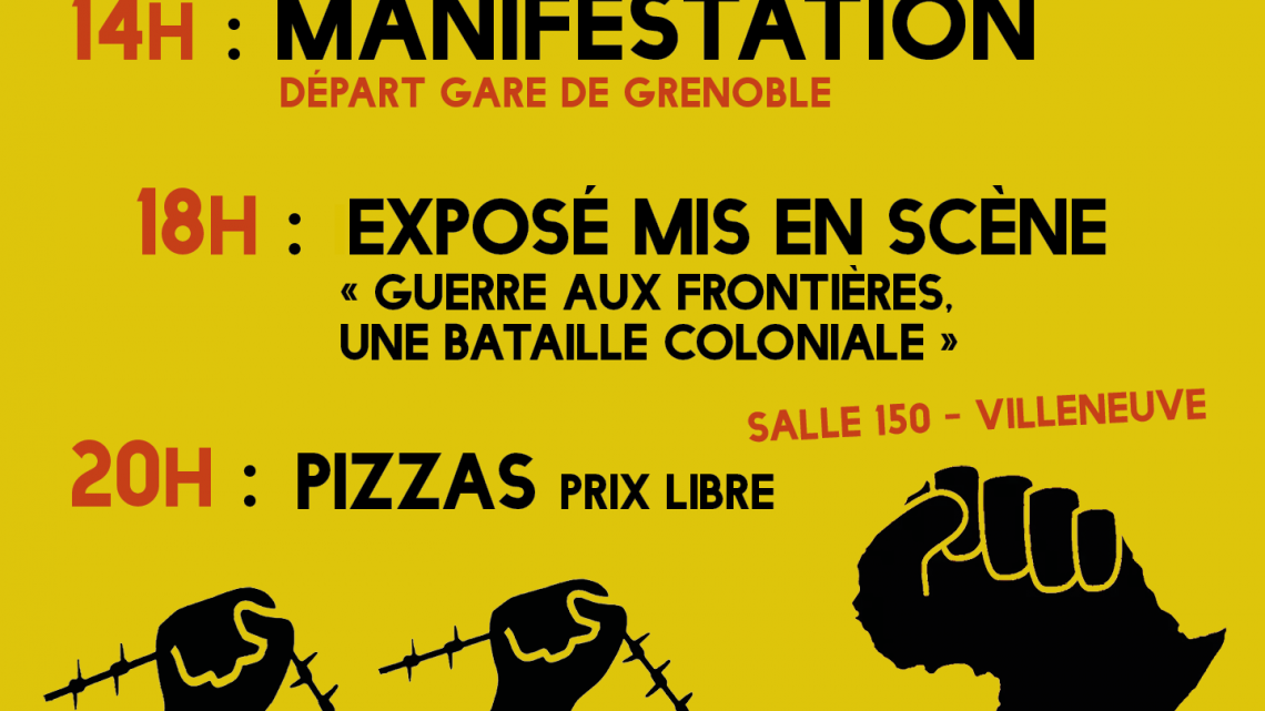 Manifestation 8 février à Grenoble contre les frontières, les états impérialistes et leurs politiques racistes