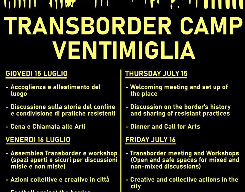 –CALL TO JOIN THE RESISTANT CARAVAN “POR LA VIDA” ON THE FRENCH-ITALIAN BORDER OF VENTIMIGLIA–