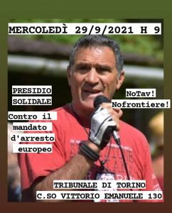 NON À L’EXTRADITION ! MERCREDI 29/09 RASSEMBLEMENT IN SOLIDARITE’ A EMILIO