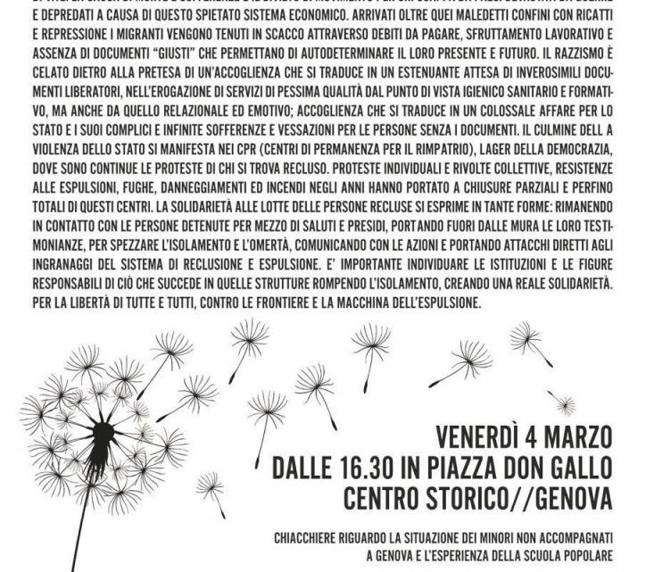 DALL’ “ACCOGLIENZA” ALL’ESPULSIONE – Iniziativa a Genova venerdì 4 marzo