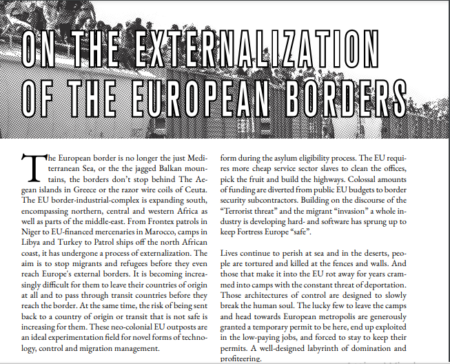 BROCHURE ON THE EXTERNALISATION OF THE EUROPEAN BORDERS