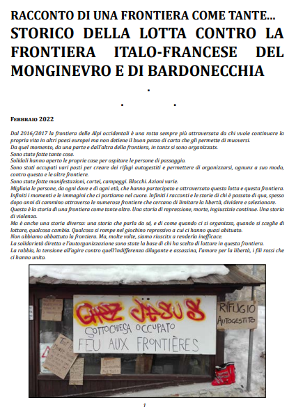 Historique de la lutte contre la frontière italo-française du Montgenèvre et de Bardonèche